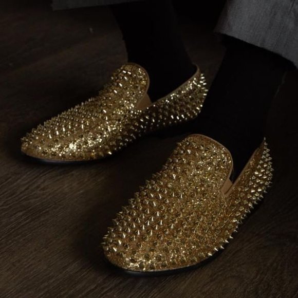 J75 BY JUMP Luxor Spike Studded Men\'s Slip-On Loafer Shoes Size 11 Gold NEW main image 15